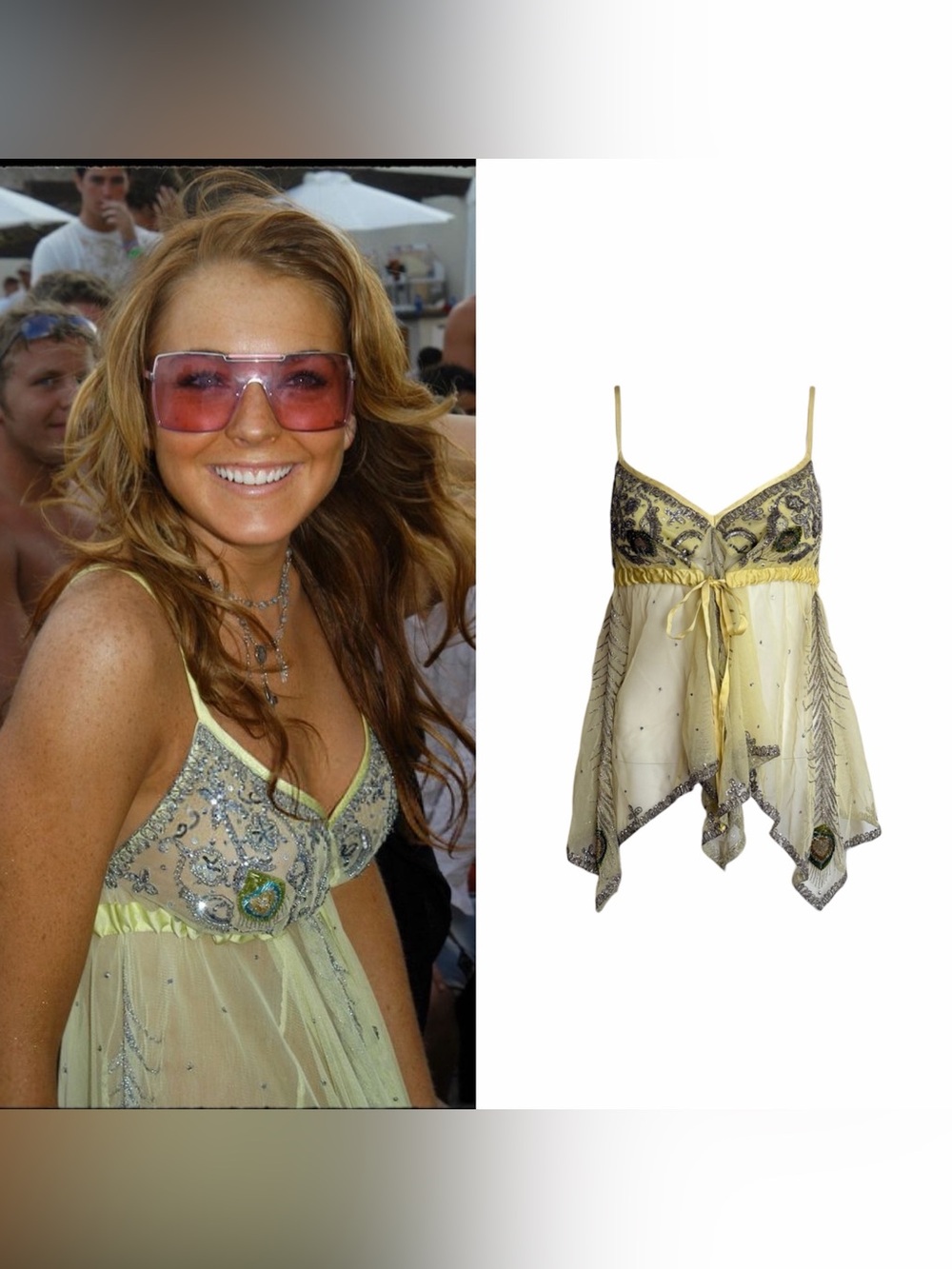 Peacock Motif Embellished Camisole As Seen On Lindsay Lohan